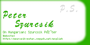 peter szurcsik business card